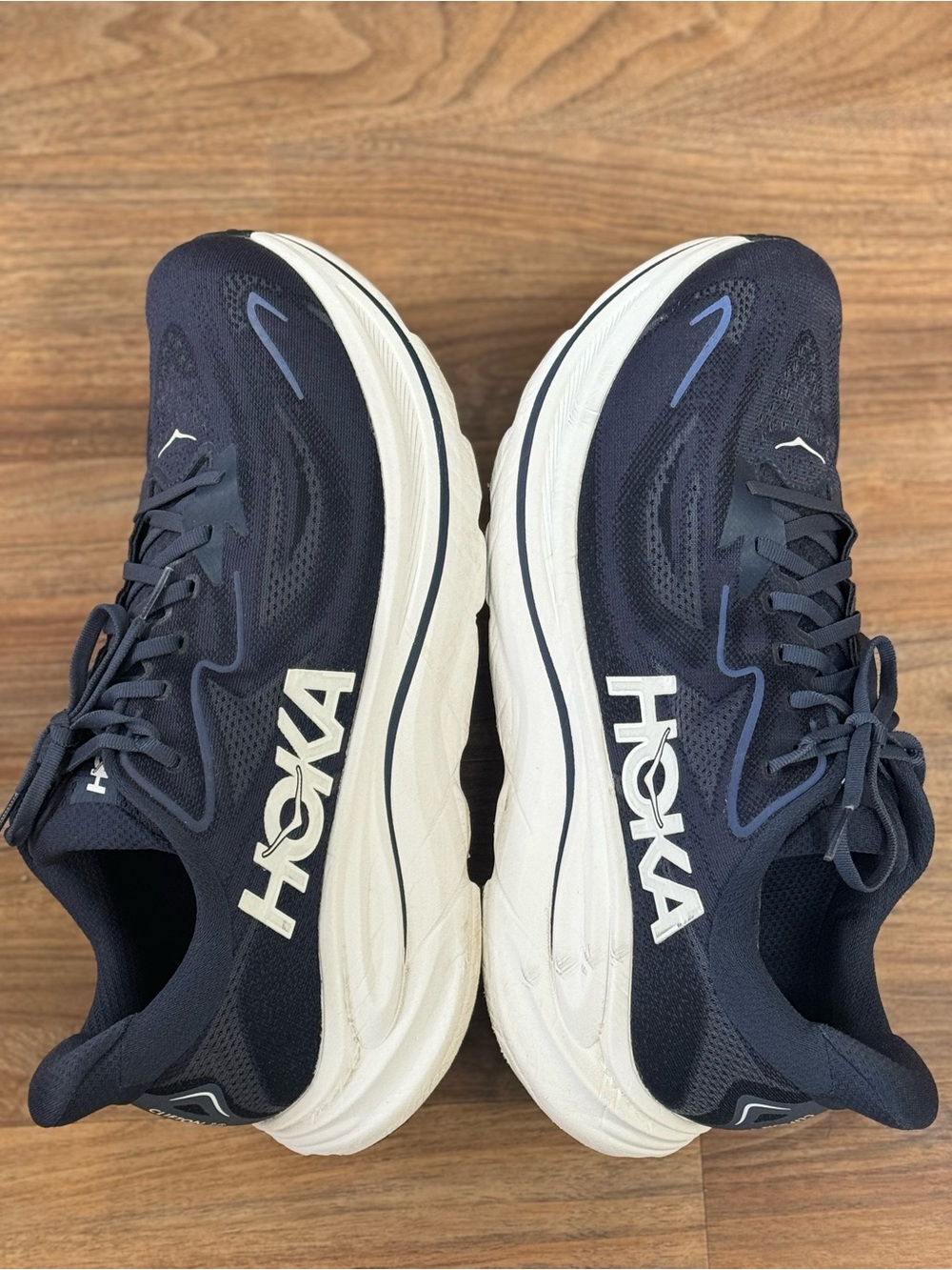 HOKA Clifton 10 Men’s Running Shoes Navy White Size 13D Road Running - Picture 3 of 11